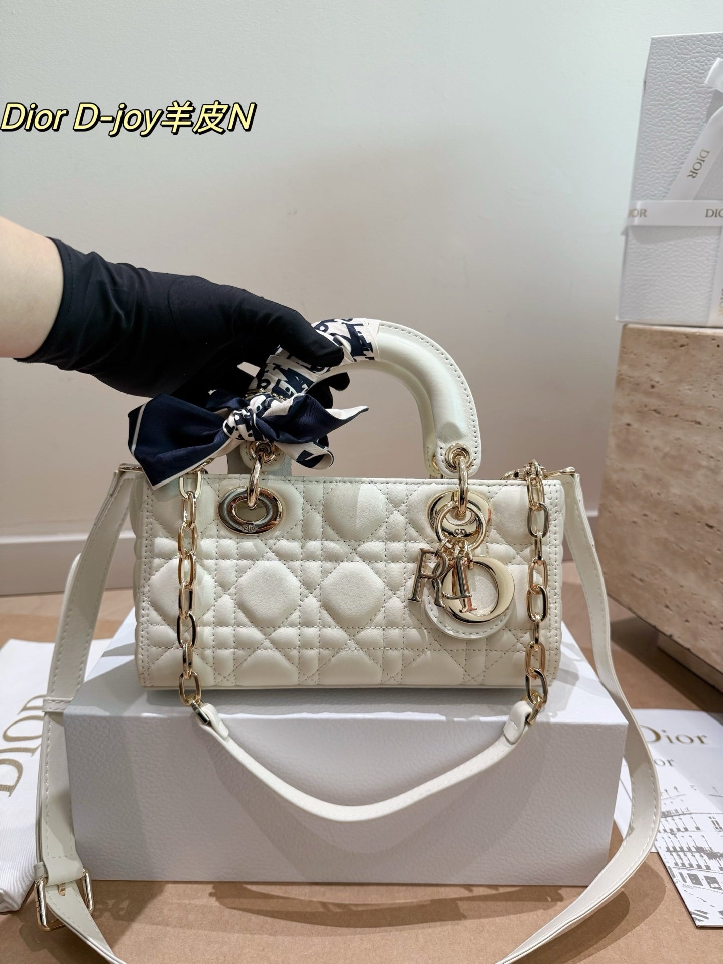 Original leather Dior Lady D-Joy horizontal bag (made of lambskin)