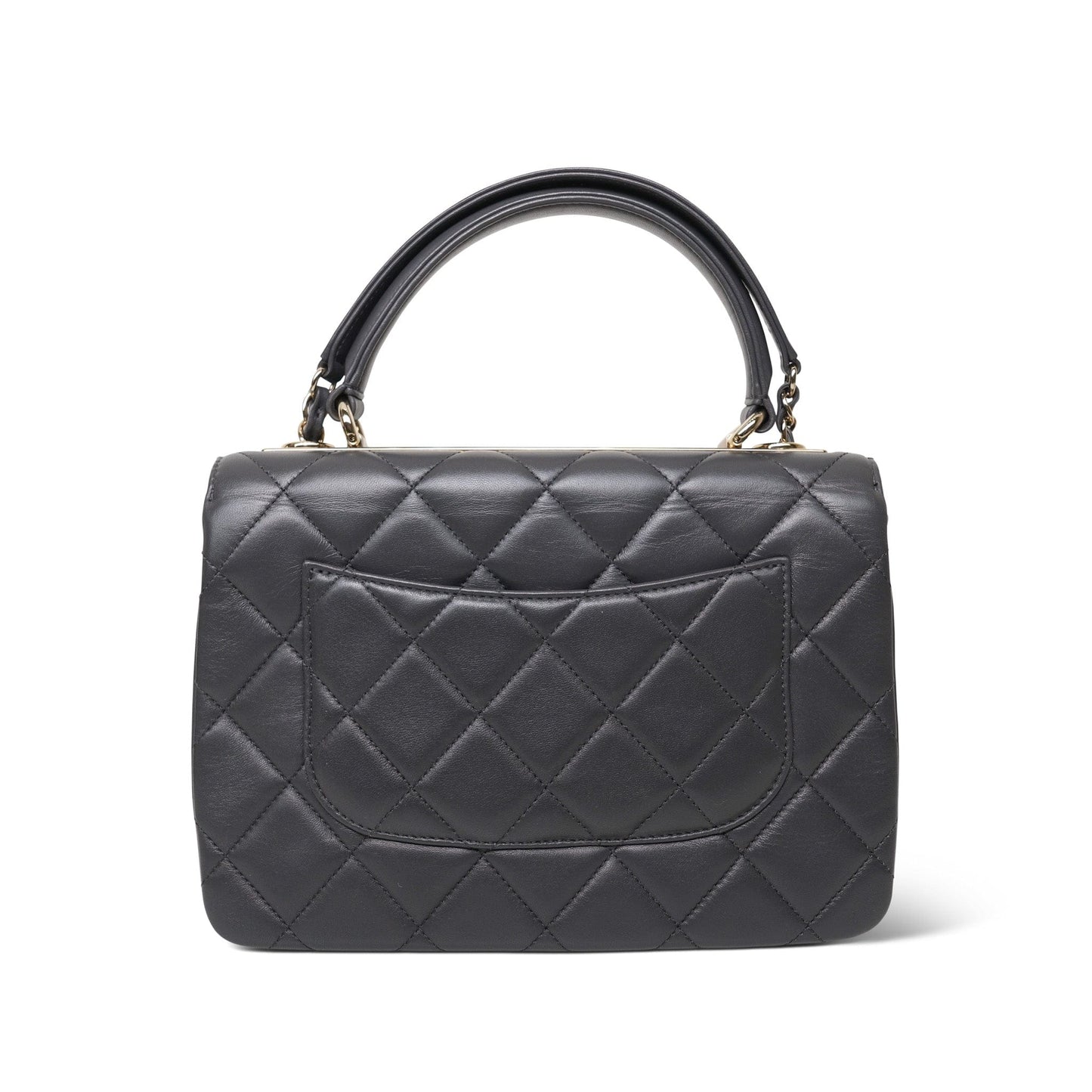 Grey Lambskin Quilted Trendy CC Small Light Gold Hardware