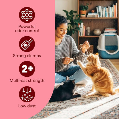 Multi-Cat Clumping Cat Litter with Activated Charcoal, Long Lasting Odor Control, Low Dust Formula, 14 lb
