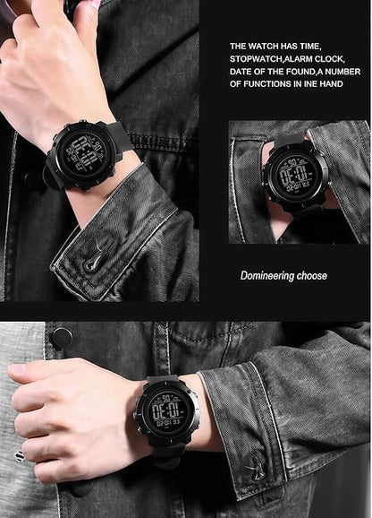 Digital Watch Sports Waterproof Military Back Light Small Watch for Men Black 1426