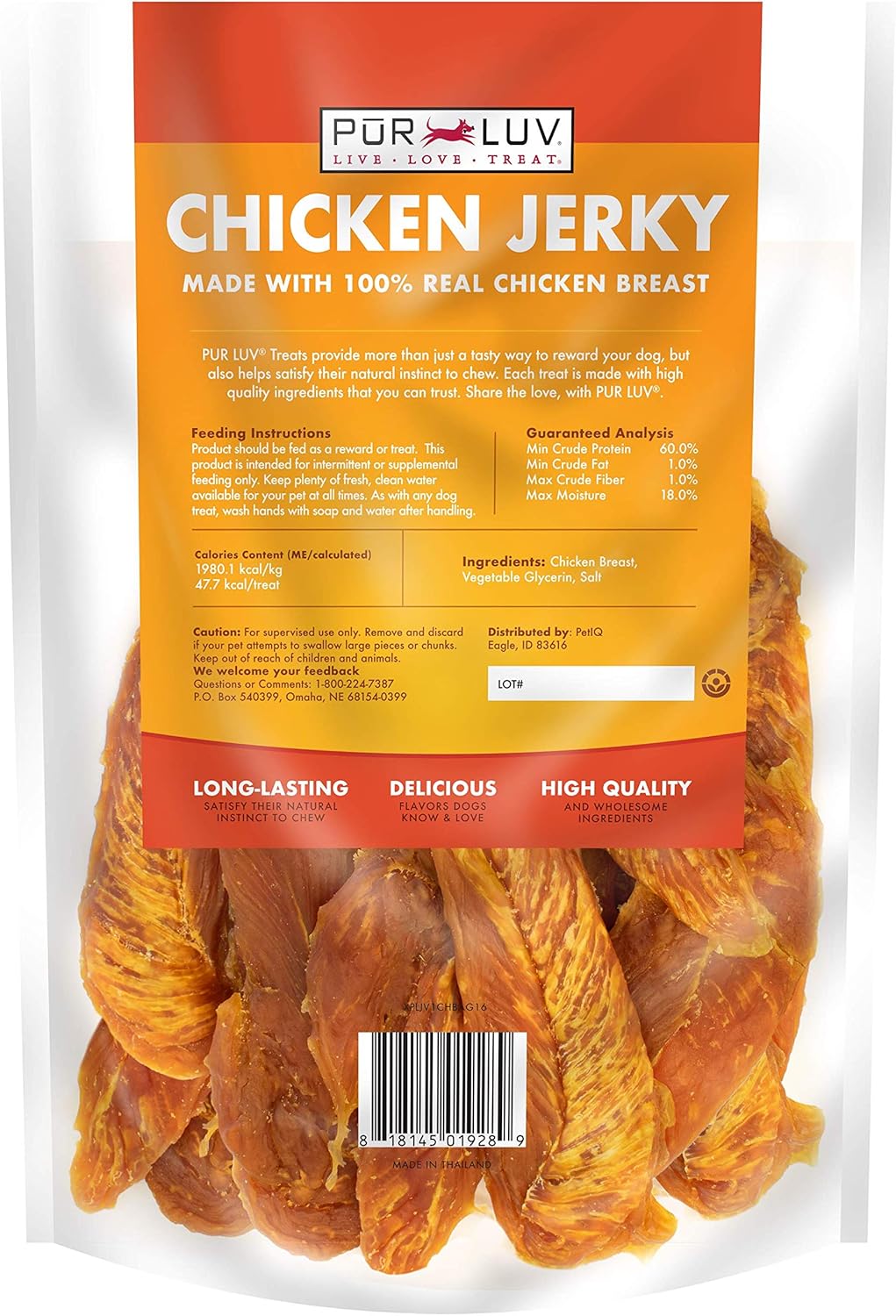 Chicken Jerky Dog Treats, Made with 100% Real Chicken Breast, High Protein Natural Chew Treats for Dogs, 16 oz