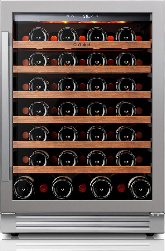 24-Inch 61 Bottle Wine Cooler Refrigerator – 40–65°F Built-In or Freestanding Wine Fridge with Glass Door & LED Lighting, 5.65 Cu Ft