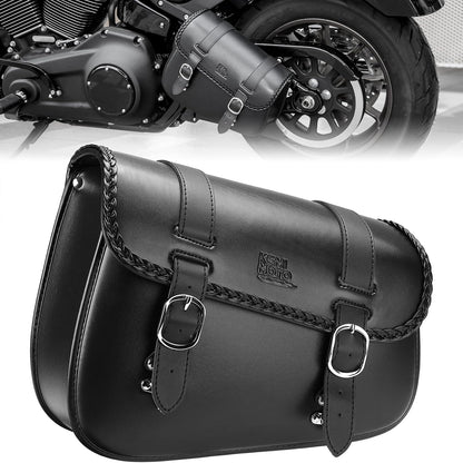 Left Side 10L Motorcycle Swingarm Bag – Synthetic Leather Tool Bag for Softail, Sportster S, Dyna, Low Rider, Fat Bob