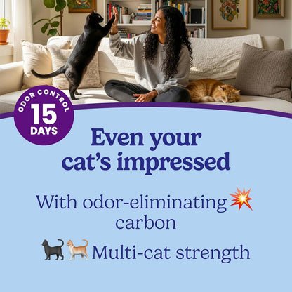 Multi-Cat Clumping Cat Litter with Activated Charcoal, Long Lasting Odor Control, Low Dust Formula, 14 lb