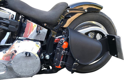 Diablo Black Swing Arm Bag Biker Bag Hardtail Frame compatible with Harley Davidson Fatboy Left Breakout Fat Bob Side HD Special Edition Side Bag