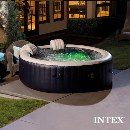 INTEX PureSpa Plus Bubble Massage 6-Person Inflatable Spa – 85"x28", Energy-Efficient Cover, 2 Headrests, LED Light