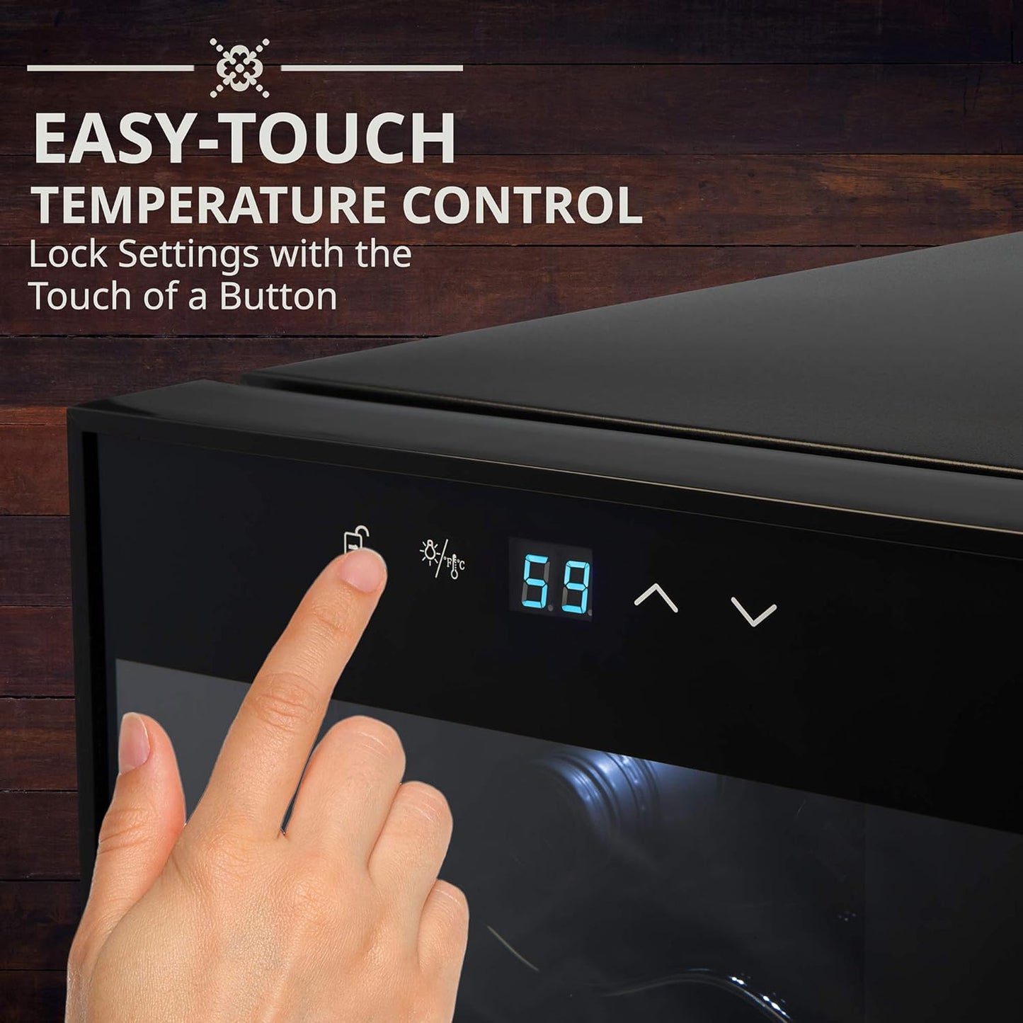 12 Bottle Compressor Wine Cooler Refrigerator with Lock – 41°F–64°F Digital Temperature Control, Freestanding Glass Door, Black