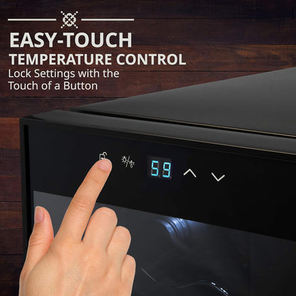 12 Bottle Compressor Wine Cooler Refrigerator with Lock – 41°F–64°F Digital Temperature Control, Freestanding Glass Door, Black