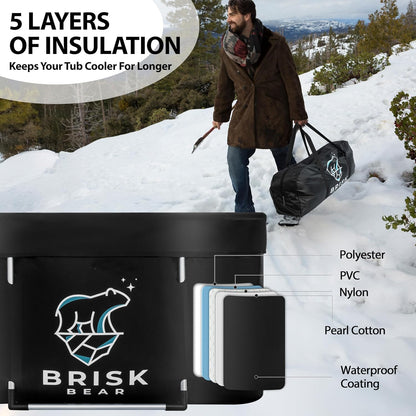 Brisk Bear XL Oval Ice Bath Tub – Extra-Large Cold Plunge for Athletes, Includes Cover, Digital Timer, Recovery & Muscle Soothing, Black