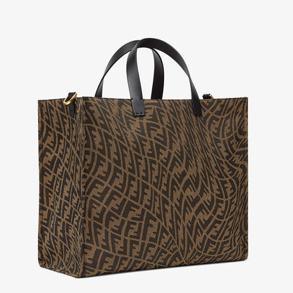 Fendi Brown Jacquard Ff Vertigo Bag