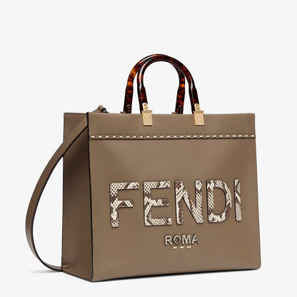 Fendi Sunshine Leather and Elaphe Shopper