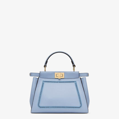Fendi Mini Light Blue Leather Bag With Embroidery