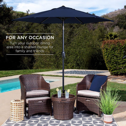 Best Choice Products 7.5ft Heavy-Duty Round Outdoor Market Table Patio Umbrella w/Steel Pole, Push Button Tilt, Easy Crank Lift - Navy Blue