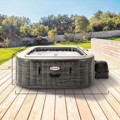 INTEX PureSpa Greystone 6-Person Inflatable Spa – 77"x28", Energy-Efficient Cover, Wireless Control Panel, Spa Control App, Fast-Fill System