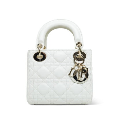 Lady Dior Latte Lambskin Cannage Mini