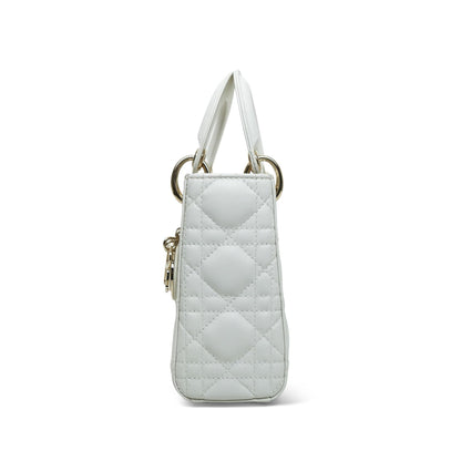 Lady Dior Latte Lambskin Cannage Mini