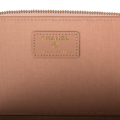 Chanel Beige Quilted Lambskin Small Top Handle Vanity Bag Antique Gold Hardware