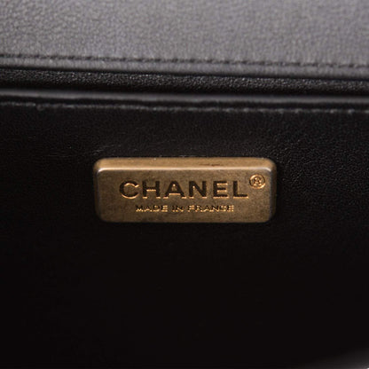 Pre-owned Chanel Black Python Medium Boy Bag Antique Gold Hardware