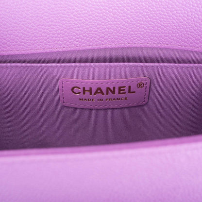 Chanel Purple Quilted Caviar Medium Boy Bag Light Gold Hardware