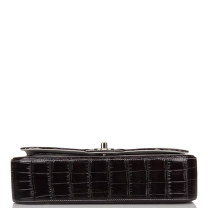 Chanel Ombre Grey Matte Alligator Medium Classic Double Flap Bag Silver Hardware