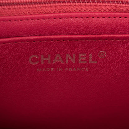 Chanel Mini Rectangular Flap Bag Red Caviar Silver Hardware