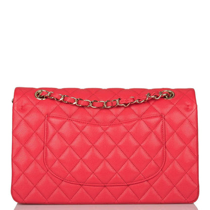 Chanel Medium Classic Double Flap Bag Pink Caviar Light Gold Hardware