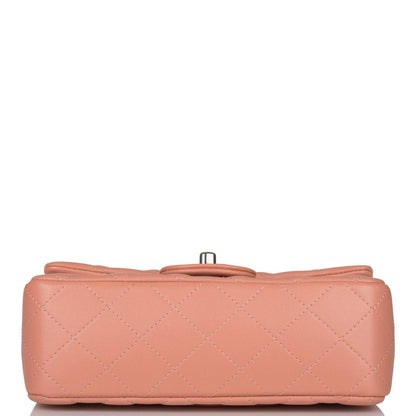 Chanel Mini Rectangular Flap Bag Rose Lambskin Silver Hardware