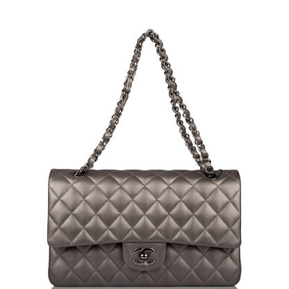 Chanel Medium Classic Double Flap Bag Ruthenium Lambskin Ruthenium Hardware