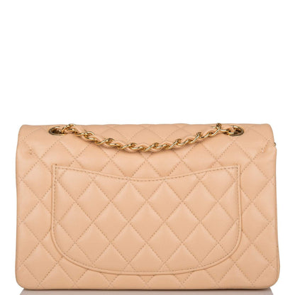 Chanel Small Classic Double Flap Bag Beige Lambskin Gold Hardware