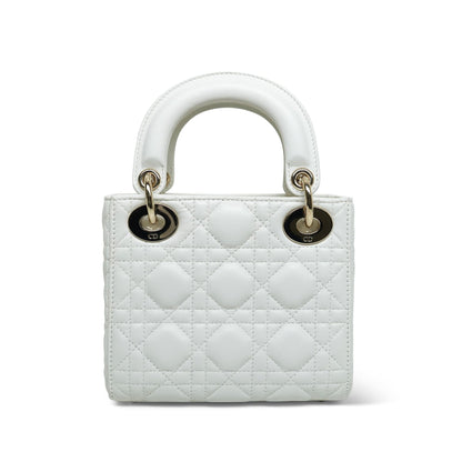 Lady Dior Latte Lambskin Cannage Mini