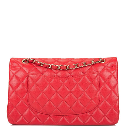Chanel Red Quilted Caviar Medium Classic Double Flap Bag