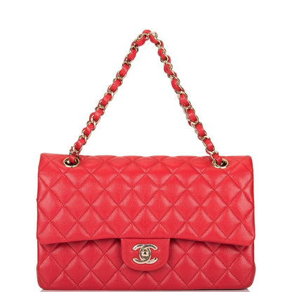 Chanel Red Quilted Caviar Medium Classic Double Flap Bag