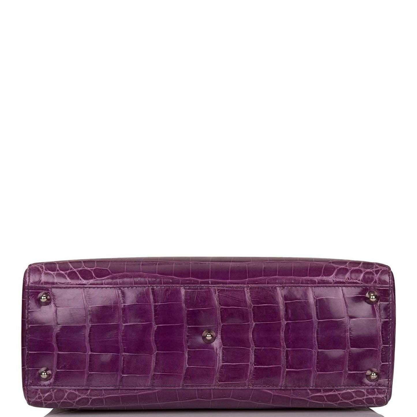 Christian Dior Purple Large Lady Dior Crocodile Tote Silver Hardware