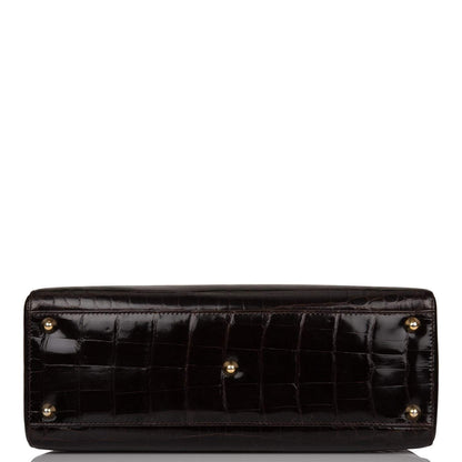 Christian Dior Dark Brown Large Lady Dior Alligator Tote Gold Hardware
