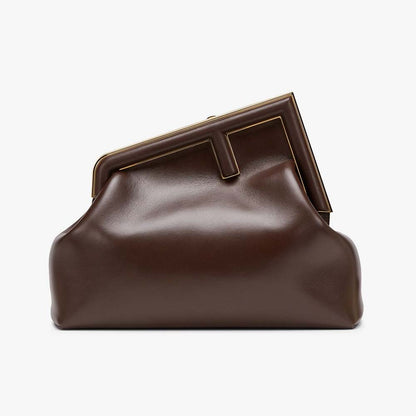 FENDI FIRST MEDIUM Dark Brown Leather Bag