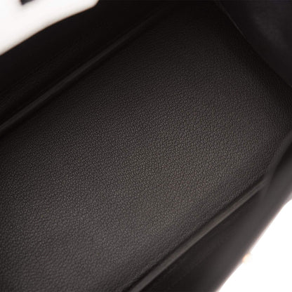Birkin 25 Gray Perle and Black Chèvre Brushed Gold Hardware
