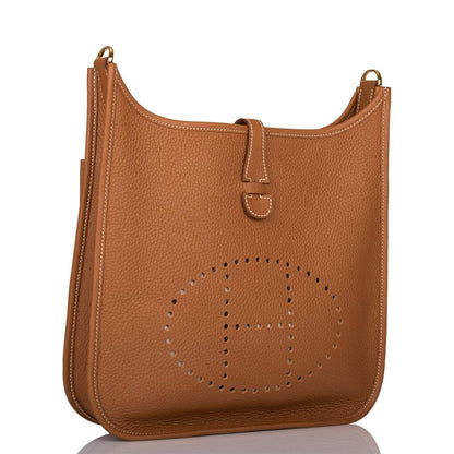 Hermes Gold Clemence Evelyne III PM Bag Gold Hardware