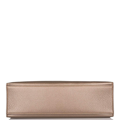 Vintage Hermes Kelly Pochette Bronze Chèvre Ruthenium Hardware