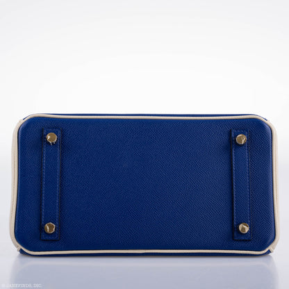 Hermes Birkin 25 HSS Bi-Color Blue Electrique & Craie Epsom Brushed Gold Hardware - 2016, X