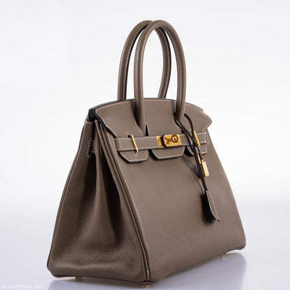 Hermes Birkin 30 Etoupe Navillo leather Gold Hardware - 2019, D