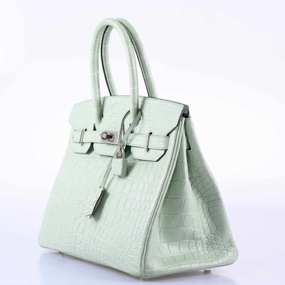 Hermes Birkin 30 Vert D'Eau Matte Alligator Palladium Hardware - 2019, D