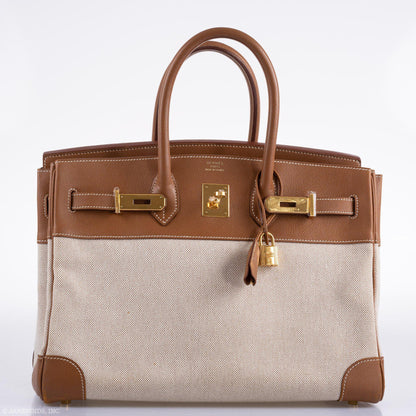 Hermes Birkin 35 Gold Epsom with Toile and Gold Hardware