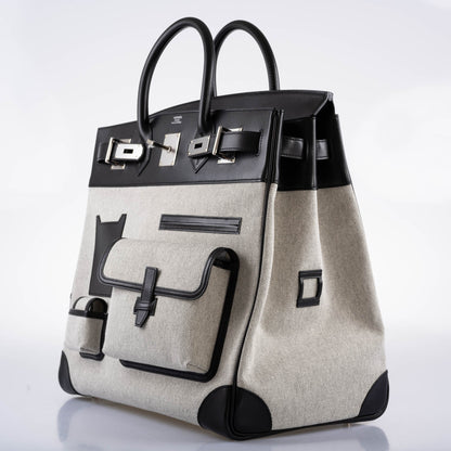 Hermes Cargo HAC Birkin 40 Black Box & Toile with Palladium Hardware - 2021, Z