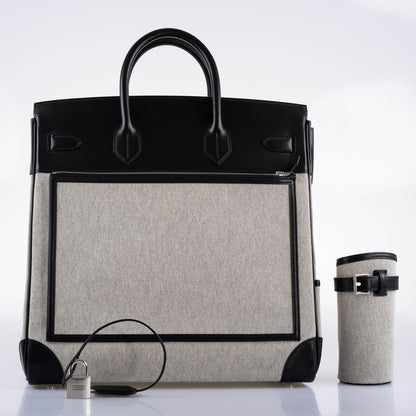 Hermes Cargo HAC Birkin 40 Black Box & Toile with Palladium Hardware - 2021, Z