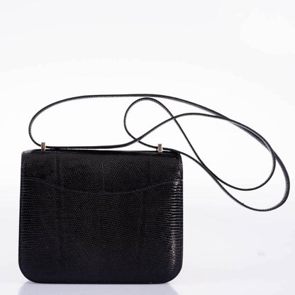 Hermes Constance 18 Black Salvator Lizard Palladium Hardware - 2021, Z