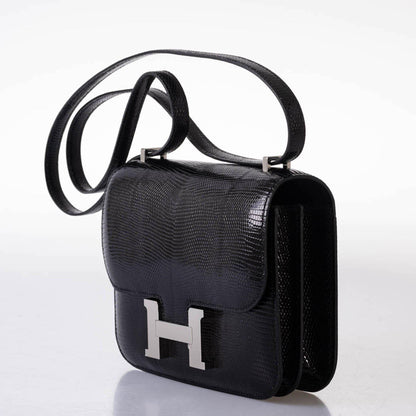 Hermes Constance 18 Black Salvator Lizard Palladium Hardware - 2021, Z