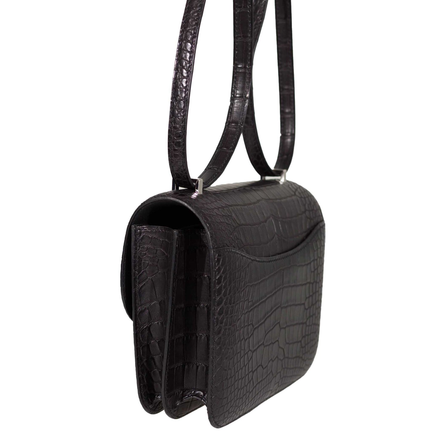 Hermes Constance 18 Mini Black Noir Matte Alligator with Lizard Buckle Palladium Hardware - 2020, Y