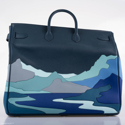 Hermes HAC Birkin 50 "Endless Road" Limited, Bleu de Prusse Togo Palladium Hardware - 2019, D
