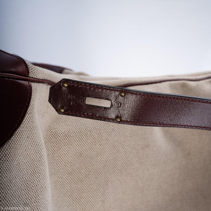 Hermes HAC Birkin 55 Toile & Rouge H Box with Gold Hardware - 1981, K Circle