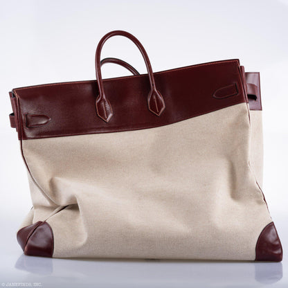 Hermes HAC Birkin 55 Toile & Rouge H Box with Gold Hardware - 1981, K Circle
